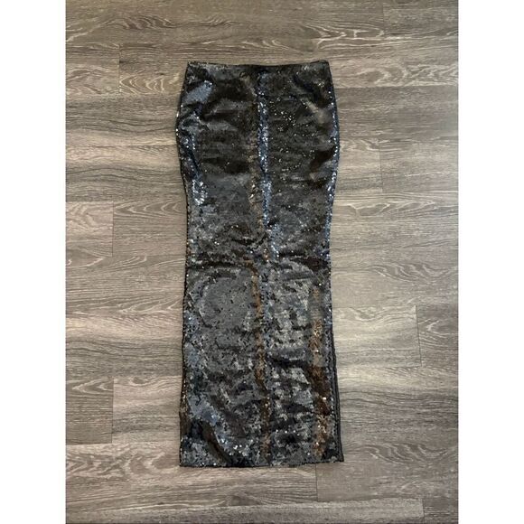 NWOT Miscreants London x Revolve Black Sequin Maxi Skirt Size US 4 / UK 8